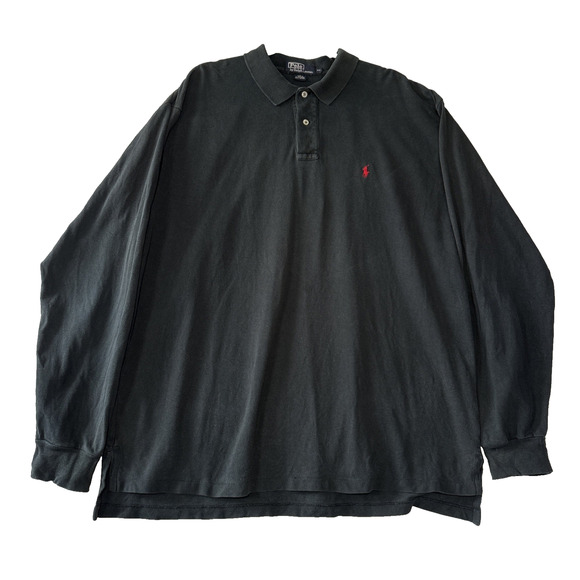 VTG Polo Ralph Lauren Shirt Mens XXL Black Long Sleeve Polo Red Pony Logo - Picture 1 of 8